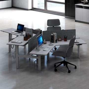 JIECANG Modern 3-Person 120 Degree Open Modular Staff Workstation