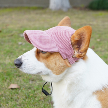 Adjustable Corduroy Pet Baseball Hat with Ear Holes for Summer Outdoors
