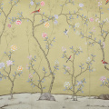 Elegant beige silk fabric hand-painted wallpaper