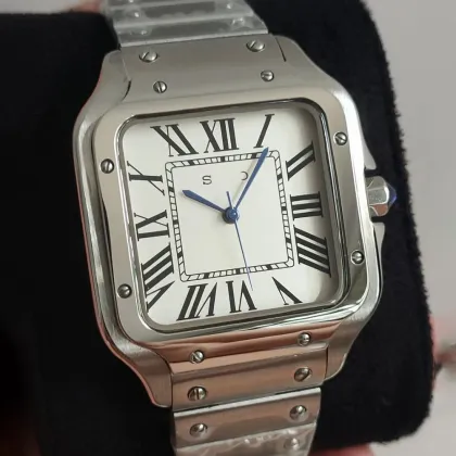 38mm Stainless Steel Men's Mechanical Watch with Sandoz Square Design, NH35 Movement, and Mineral Glass