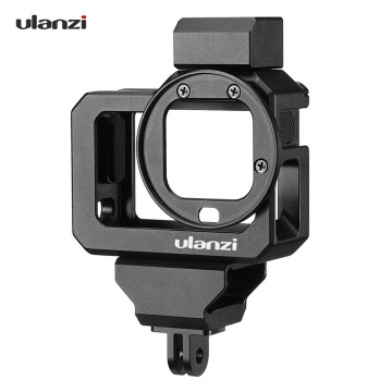 ulanzi G8-5 Action Camera Video Cage for GoPro Hero 8 Black Vlog Case Housing Aluminum Alloy with Dual Cold Shoe Mount Adapter