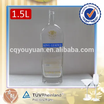 Epty refillable 1.5 liter fine white glass rectangle shaped fancy cognac bottles wholesale