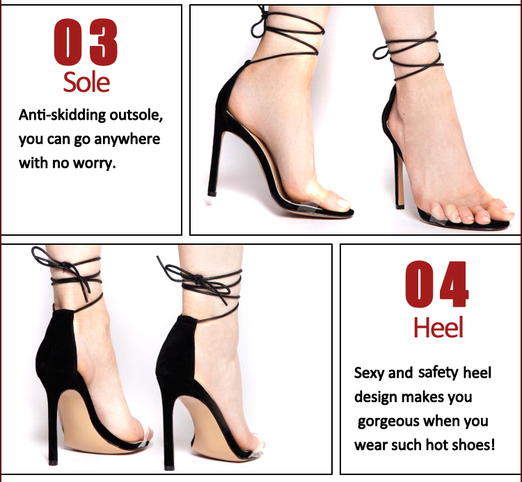 High heel sandals ankle strap woman sandals