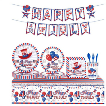 4th of July American Independence Day Disposable Tableware Set - Paper Plates and Napkins for Party Decor