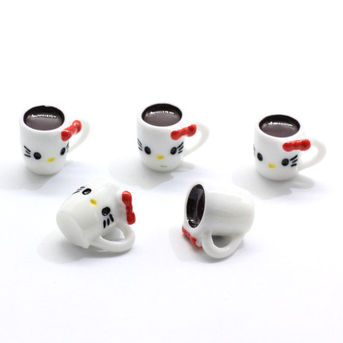 100Pcs Cute Cat Milk Cup Resin Accessories DIY Craft Art Hanging Cup Figurines Key Chain Pendant Material Jewelry Ornaments