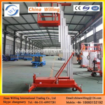 8m hydraulic mobile single mast telescopic lift platform