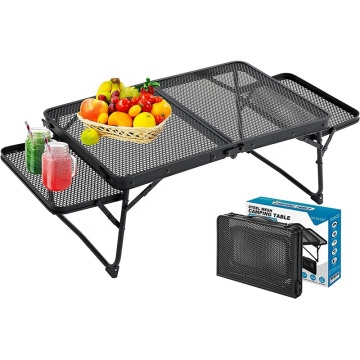 Waterproof and Heat Resistant Camping Table: Durable Aluminum Folding Table with Steel Mesh and Wing Panels for Outdoor Picnics