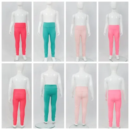 FOCUS Hot Selling Solid Color Elastic Sweatpants for Little Girls