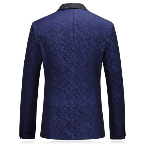 Dark Blue Jacquard Men's Three-Piece Suit