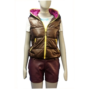 Girls Down Vest and PU Shorts