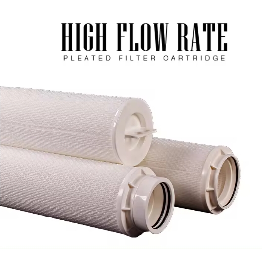 high flow rate pleated filter cartridge