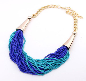Hot sale new stylish Bohemian style in Europe and America temperament seed beads multi-layer handmade short necklace for women
