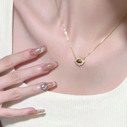 Sterling Silver Retro Palace Style Corona Eye Necklace