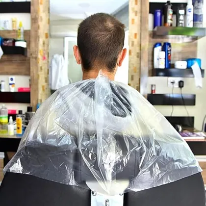 Disposable Plastic Hairdressing Cape - Cheap PE Waterproof Barber Salon Cape