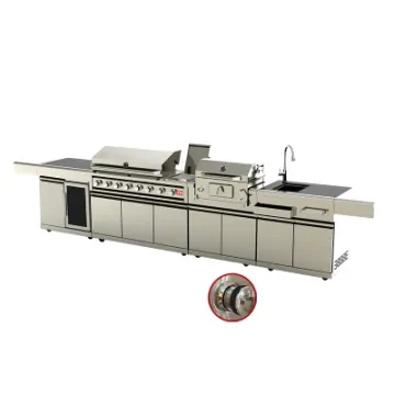 Large Outdoor Kitchen Cooler Sink Cabinets Charcoal Gas Barbecuing Grill