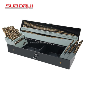SUBORUI DIN338 115pcs HSS Jobber Length Twist Drill Bits Set for Metal Steel Drilling