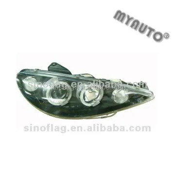 Hot Sale Black Crystal Headlamp for PEUGEOT 206 with Lens