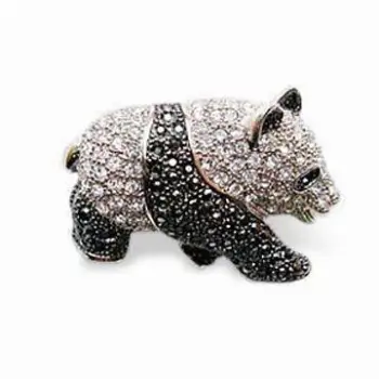 Rhinestone Brooch in Panda Style, Various Colors are Available
