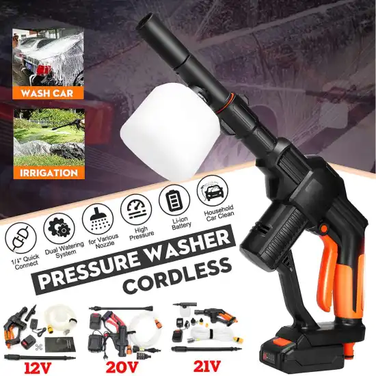 22BAR 320PSI 4000mAh Lithium Electric High Pressure Washing Machine Rechargeable Car Washer 12V/20V/21V Cordless Cleaning Tool