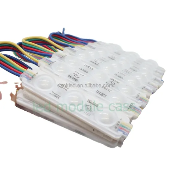 Ultrasonic RGB SMD 5050 LED Module - 3 LED, 12V, 16 Color Changing, 0.75W, Billboard Sign Box, IP65 Rated SMD RGB LED Module