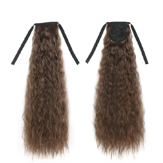 Natural Indian Virgin Cheveux Afro Kinky Curly Hair Ponytail Real Bandage Clips Ponytails Synthetic Hair Extensions Wrap Around