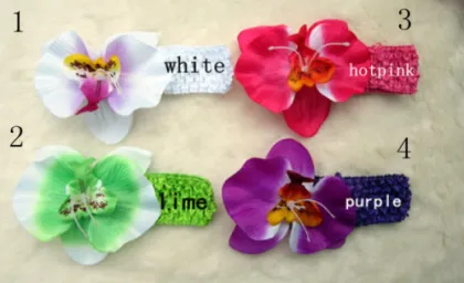 Phalaenopsis Elastic Baby Headband, Children Flower Crochet Hair Band, Baby Hair Accessories