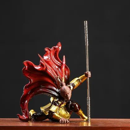 Chinese Ceramic Monkey King Ornament for Living Room