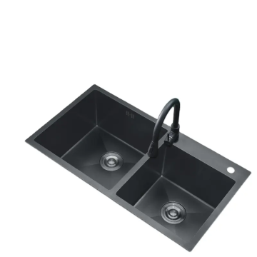 Dasen DS7054 Farm Style Double Kitchen Sink - Stainless Steel Commercial Black Sink for Camper