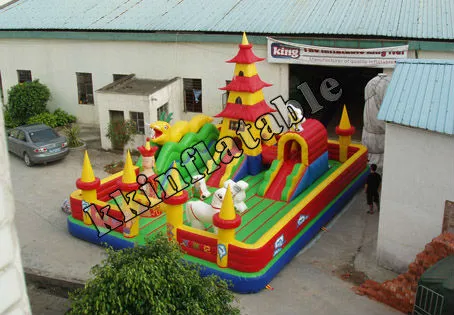 kids inflatable amusement park with combo slide