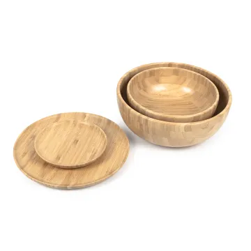 Factory Custom Eco-Friendly Natural Bamboo Plate and Bowl Set: Sustainable Tableware Solution