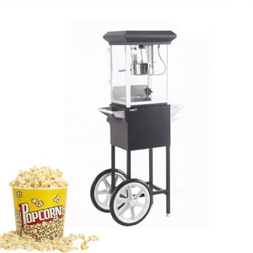 Classic Popcorn Maker Machine: Portable, Wheel-mounted Pop Corn Trolley with Black Finish