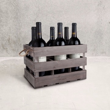 Custom Logo 6 Bottle Wooden Wine Holder Rack