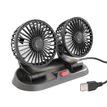 4 Inch Dual Head Car Fan - 5/12/24V USB Charged Car Cooler with 2 Speeds Adjustment