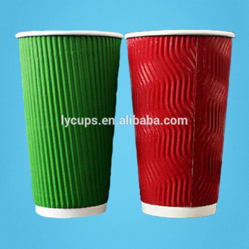 Wholesale 16 oz 500ml Ripple Coffee Green Red Paper Cup For Coffee