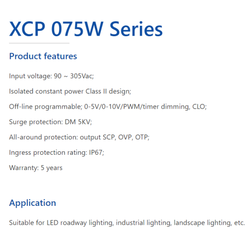 Moso LED Driver Moso xcp 75W led driver power supply Supplier