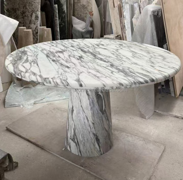 Luxury Arabescato White Marble Design Dining Room Furniture - White Marble Dining Tables