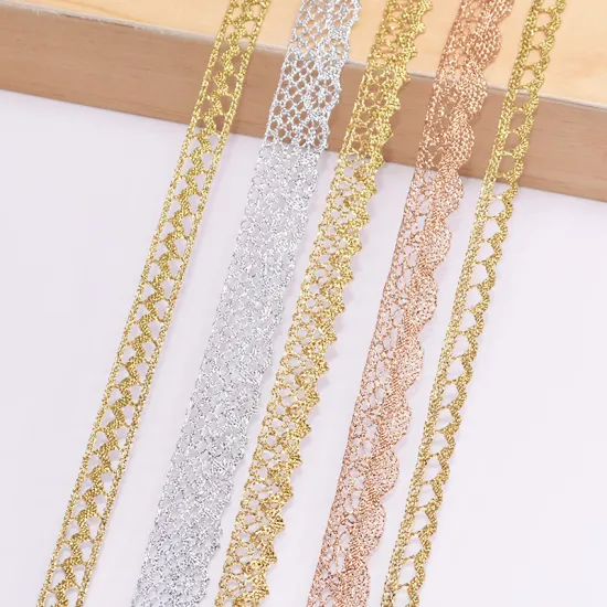 5/10Yards DIY Golden Silver Lace Trims Embroidery Fabric Lace Ribbon Wedding Festive Party Gift Packing Garment Accessory Flower