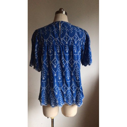 Sweet Short Sleeve for Ladies Embroidered Blouse
