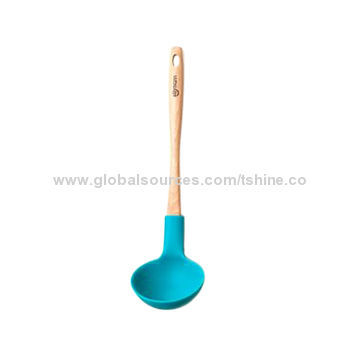 12-inch silicone spoon with wooden handle