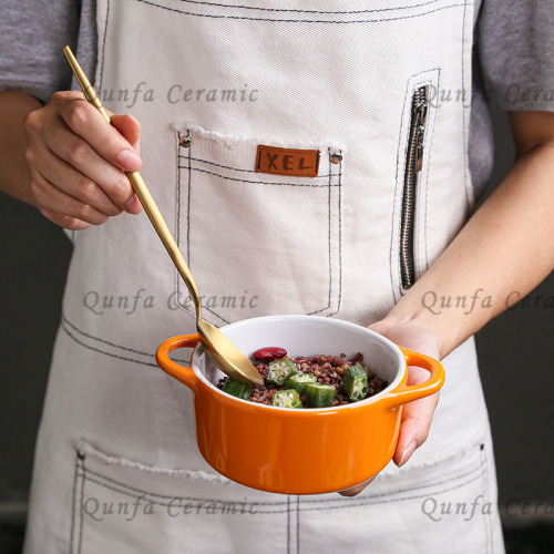 Rund färgglasyr keramisk minikasserol med lock