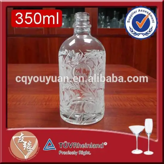 Boston round screw cap splendid designed decaled 350ml perfume glass bottle refill