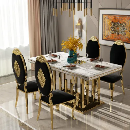 Luxury Marble Top Dining Table Set for Modern Home Furnishing