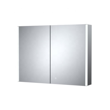 PTB Wall-Mounted Touch Sensing Double Door Smart Bathroom LED Mirror Cabinet with Shaver Socket