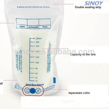 180ml 200ml custom pre-sterilized baby breast milk storage bag