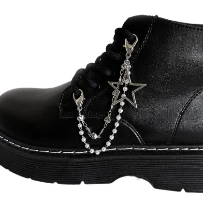 Hollow Star Love Pendant Pearl Double Layer Bling Rhinestone Shoe Chain Charms