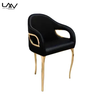 Modern High-end Golden Frame Black Velvet Vintage Dining Chair
