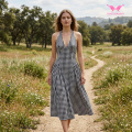Schwarz kariertes Maxikleid