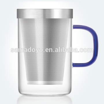 SAMADOYO 500ml Heat-resistant Glass Teacup with Stainless Steel Infuser with Lid