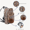 Leopard print PU waterproof large capacity lightweight comfortable backpack for children