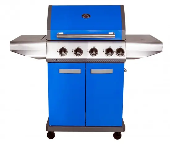 Blue Color Gas Grill with Side Burner